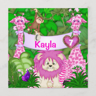 Chicas 5º cumpleaños - Invitación a la jungla con 