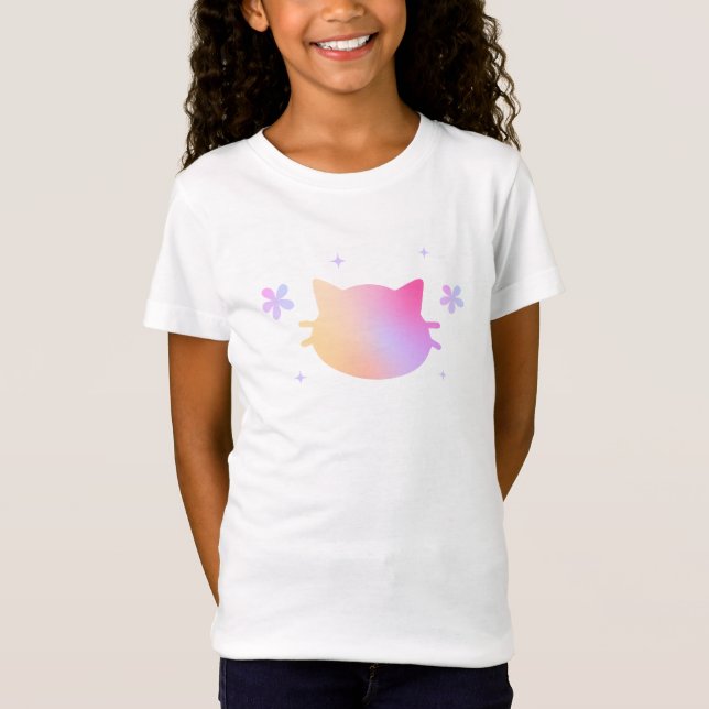 Chicas adoran una colorida camiseta de gato (Anverso)