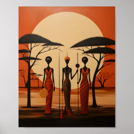 Chicas africanos Ilustracion arte Minimalista afri