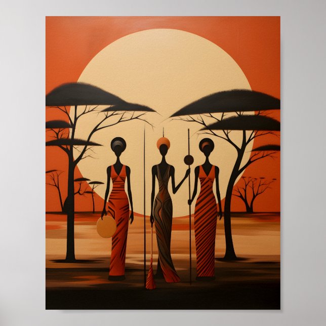 Chicas africanos Ilustracion arte Minimalista afri (Frente)