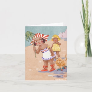 Chicas afroamericanos vintage en tarjeta de notas 