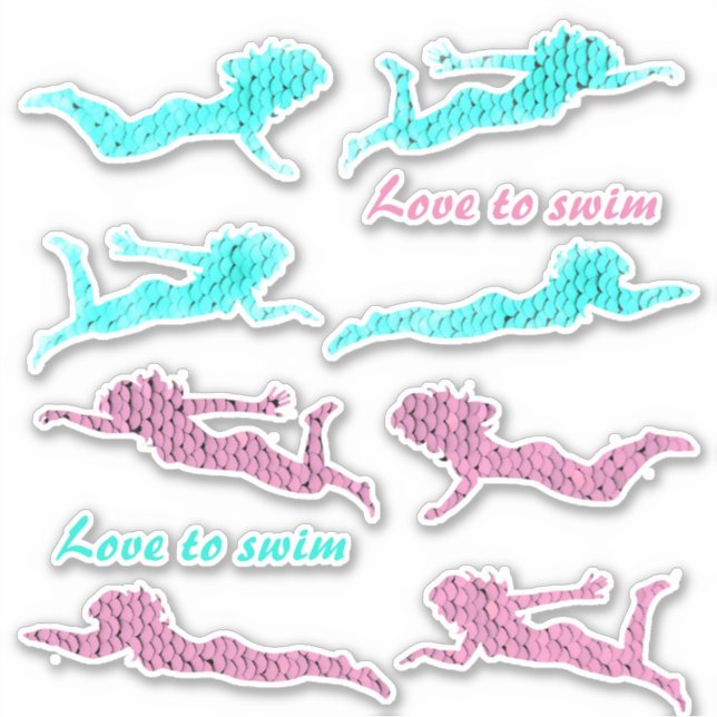 Chicas "Amor por nadar" secuencian a Pegatinas nad (Anverso)