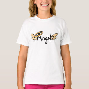 Chicas Ángel con alas y Halo en camiseta Naranja