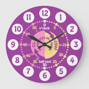 Chicas aprenden a contar la hora reloj de pared pú