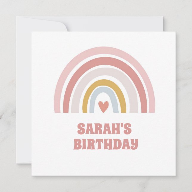 Chicas arcoiris de invitación o tarjeta de cumplea (Anverso)