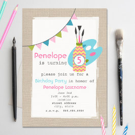 Chicas Arte / Fiesta de pintura Invitación al cump