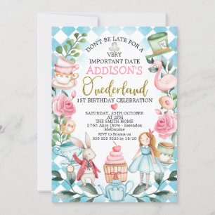 Chicas Azules Alicia En Invitación De Cumpleaños E