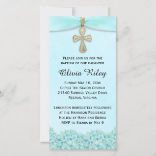 Chicas azules claros bautismo Christening Invitaci