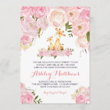 Chicas Baby Giraffe Baby Shower Invitaciones