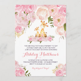 Chicas Baby Giraffe Baby Shower Invitaciones