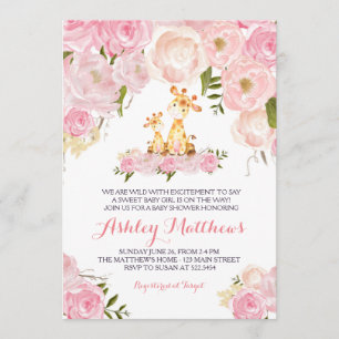 Chicas Baby Giraffe Baby Shower Invitaciones