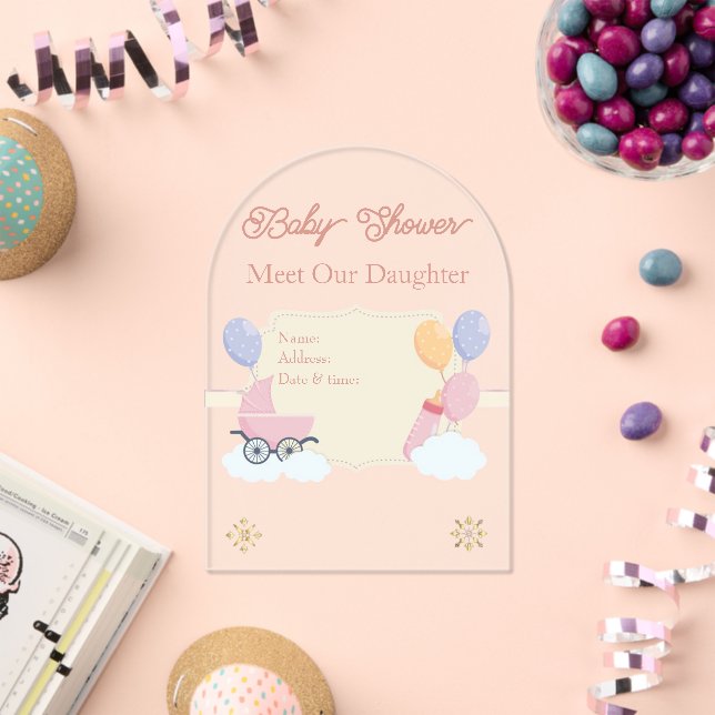 Chicas Baby Shower Tarjeta de invitación acrílica  (Insitu (Celebración))