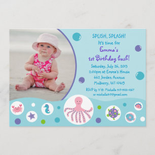 Chicas bajo invitaciones náuticas del cumpleaños