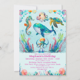 Chicas bajo la invitación de Cumpleaños Marítimo