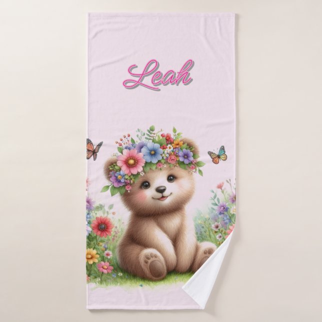 Chicas Beary Cute Toalla De Baño Floral Rosa (Toalla de baño)