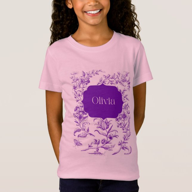 chicas camiseta color rosa con impresión olivia (Anverso)