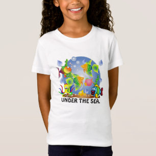 chicas, camiseta de los pescados de los muchachos