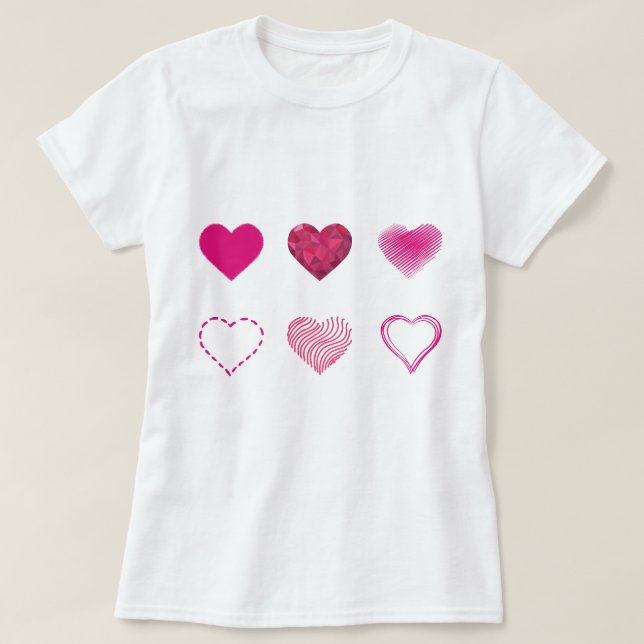 Chicas camisetas rosan el corazón de San Valentín (Diseño del anverso)