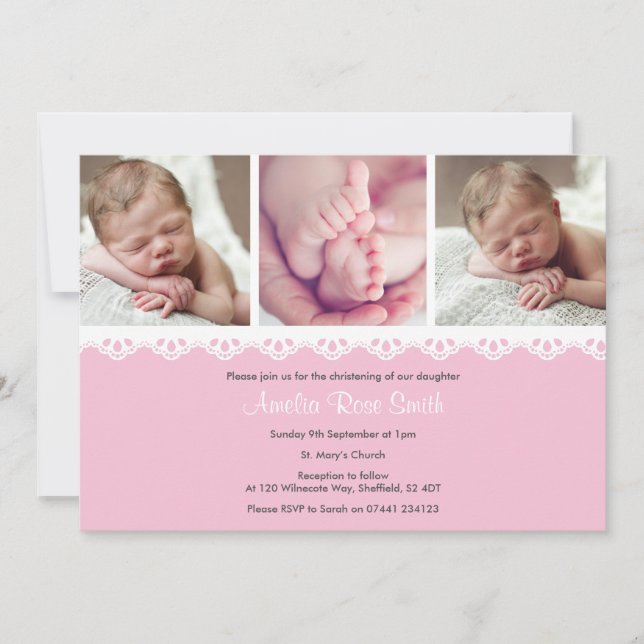 Chicas Christening/Baptism Invitación (Anverso)