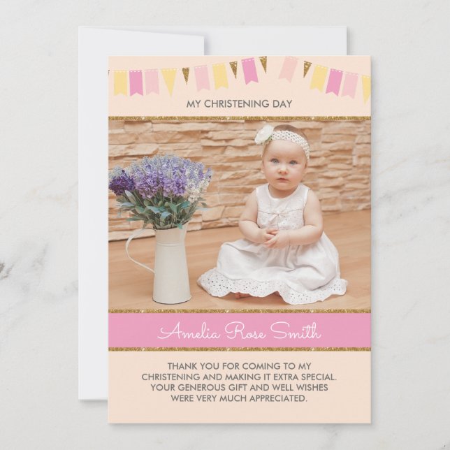 Chicas Christening/Baptism Invitación (Anverso)