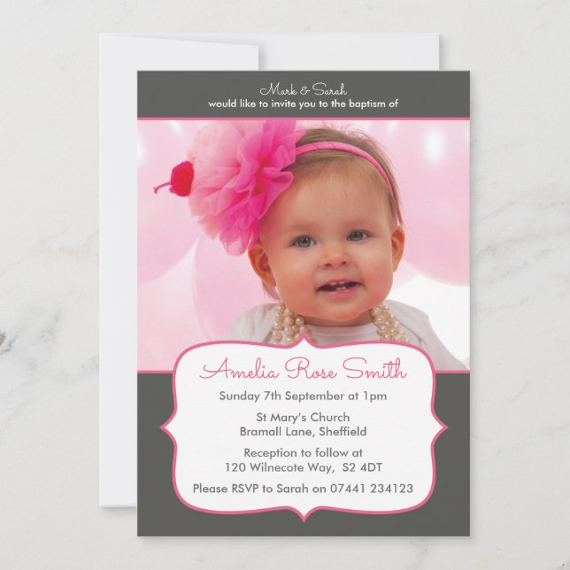 Chicas Christening/Baptism Invitación (Anverso)