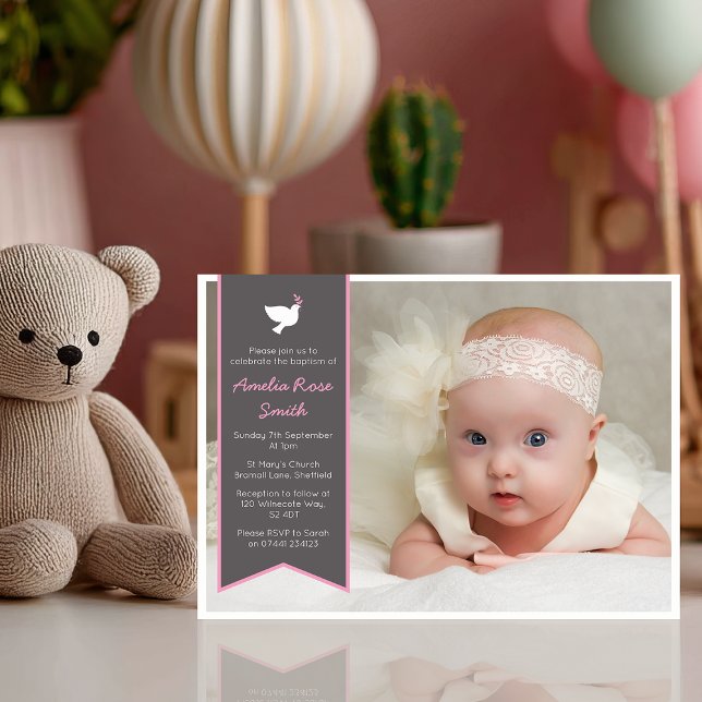 Chicas Christening/Baptism Invitación (Invite your loved ones to celebrate your baby girl's christening with this sweet invitation)