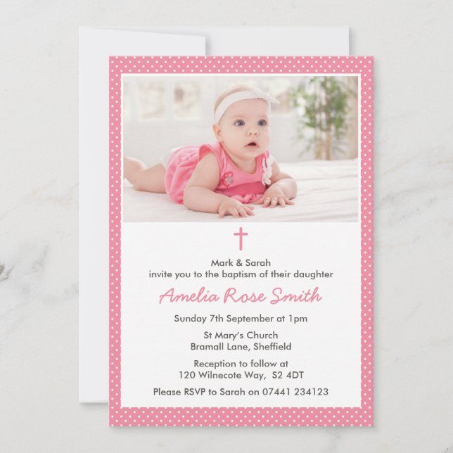 Chicas Christening/Baptism Invitación (Anverso)