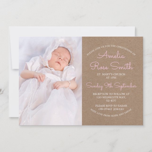Chicas Christening/Baptism Invitación (Anverso)