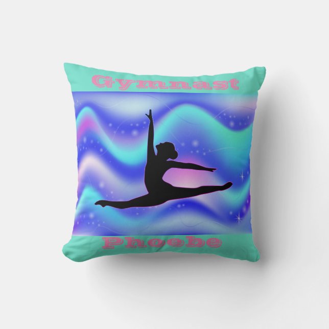Chicas Cojín decorativo de gimnasia con nombre (Anverso)