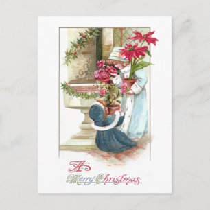 Chicas con navidad Potted del vintage de las