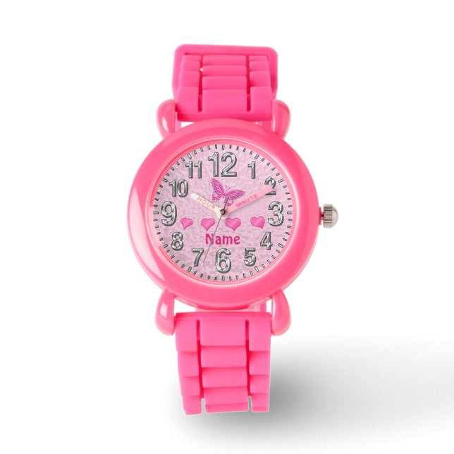Chicas corazones y relojes de mariposa personaliza (Anverso)