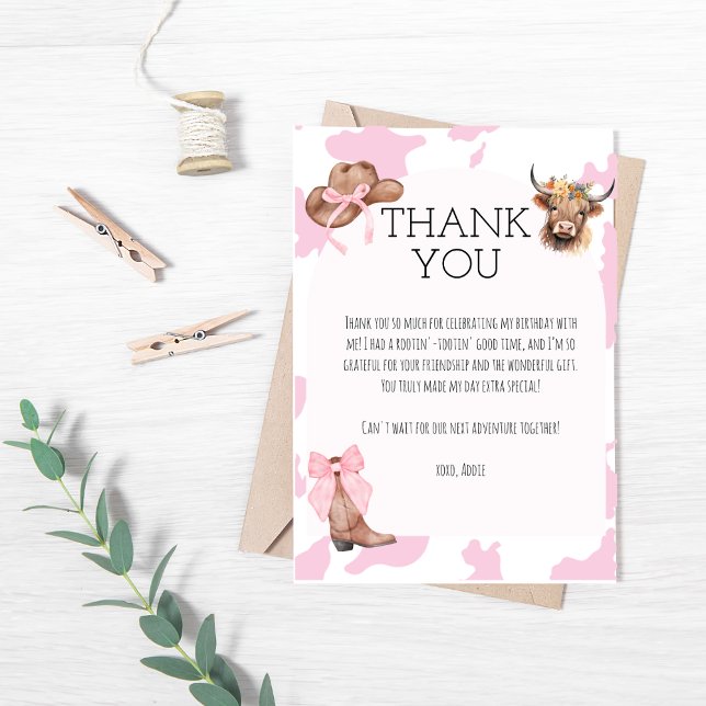 Chicas Cowgirl Birthday Gracias Tarjeta (Subido por el creador)