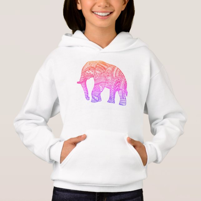 Chicas Cute Patteran Elephant Pullover Hoodie (Anverso)