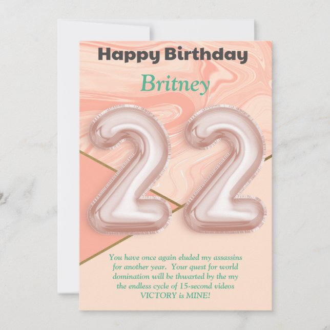 chicas de 22 años Tarjeta de cumpleaños feliz (Anverso)