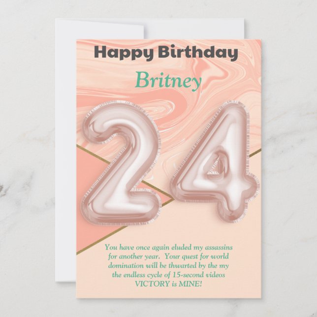chicas de 24 años Tarjeta de cumpleaños feliz (Anverso)