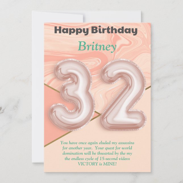 chicas de 32 años Tarjeta de cumpleaños feliz (Anverso)