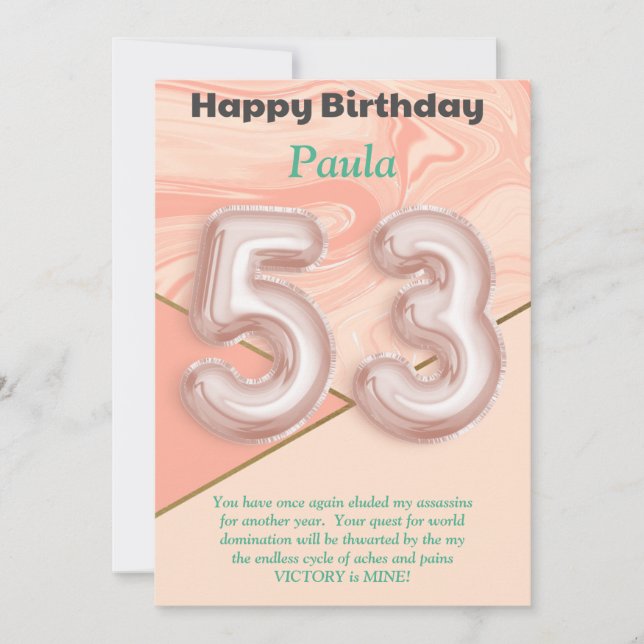 chicas de 53 años Tarjeta de cumpleaños feliz (Anverso)