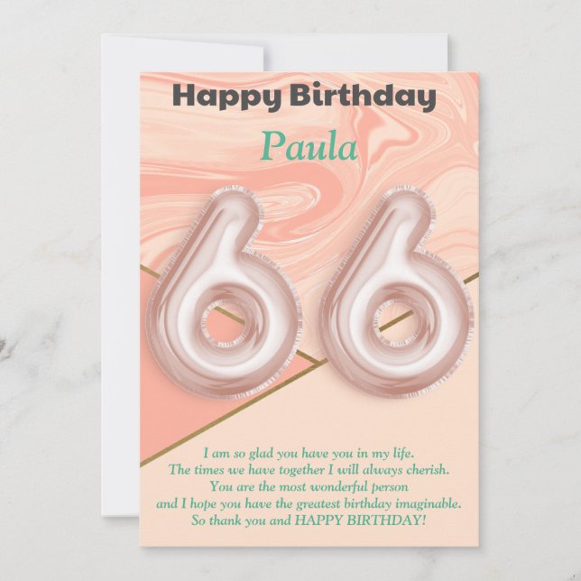 chicas de 66 años Tarjeta de cumpleaños feliz (Anverso)