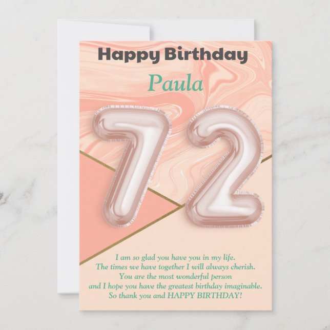 chicas de 72 años Tarjeta de cumpleaños feliz (Anverso)