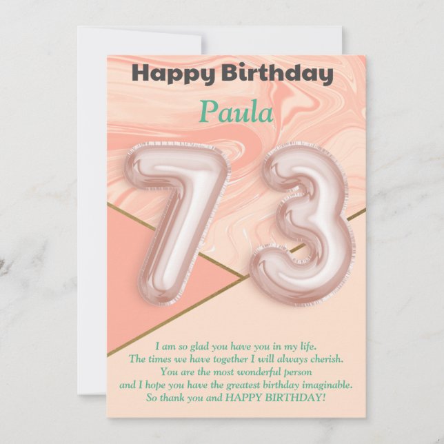 chicas de 73 años Tarjeta de cumpleaños feliz (Anverso)