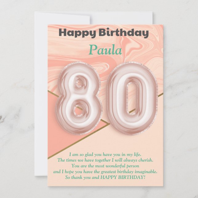 chicas de 80 años Tarjeta de cumpleaños feliz (Anverso)