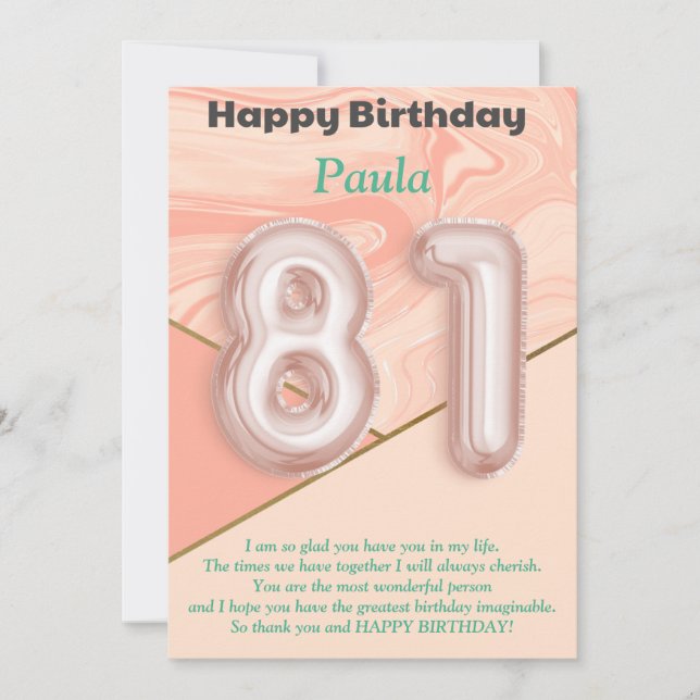 chicas de 81 años Tarjeta de cumpleaños feliz (Anverso)