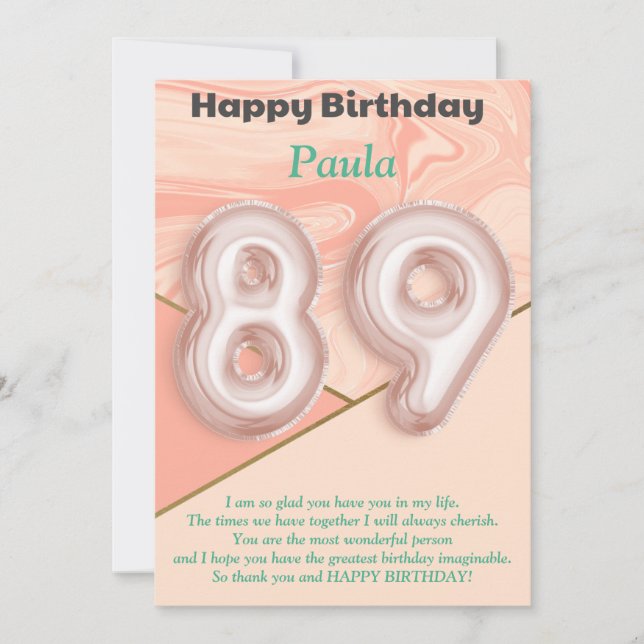 chicas de 89 años Tarjeta de cumpleaños feliz (Anverso)