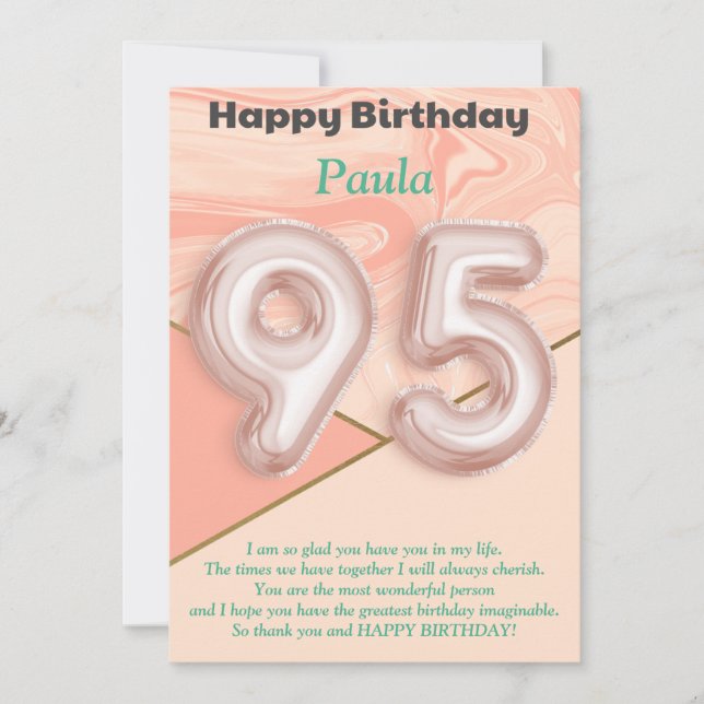 chicas de 95 años Tarjeta de cumpleaños feliz (Anverso)
