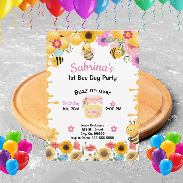 Chicas de abejas 1ª invitación de cumpleaños (Subido por el creador)