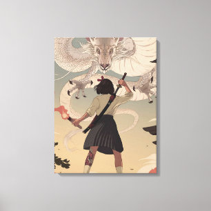 Chicas de anime verticales Lienzo envuelto premium