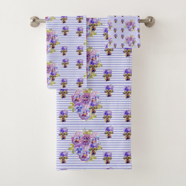 Chicas de arte floral Pansy Flower Aqua Stripe Nom (In situ)