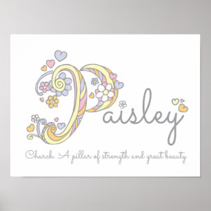 Chicas de arte monograma de Paisley nombre y signi