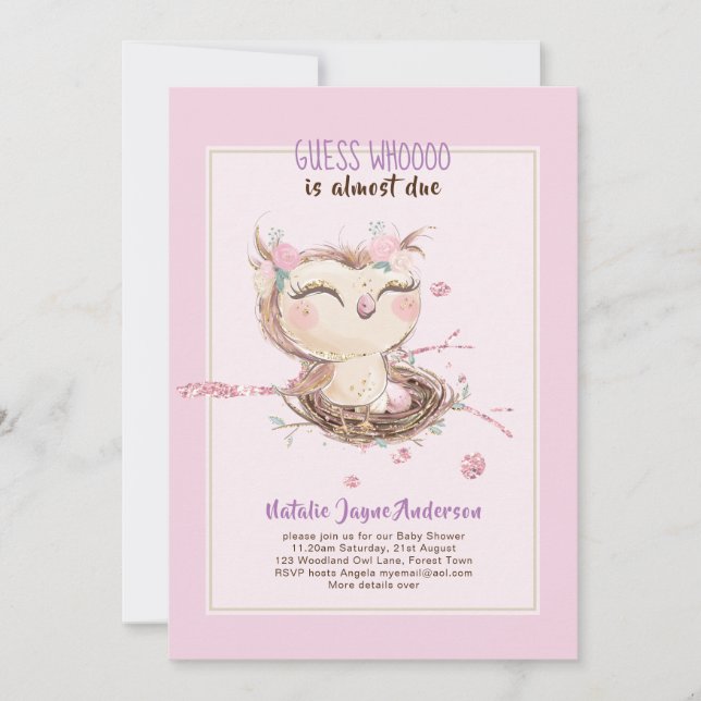 Chicas de Baby Shower de OWL o invitación para niñ (Anverso)