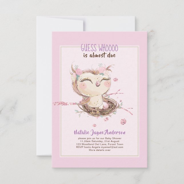 Chicas de Baby Shower de OWL o invitación para niñ (Anverso)